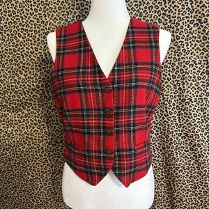 Small Vintage 90s Gap Tartan Plaid Vest Waistcoat Preppy Academia Grunge Punk